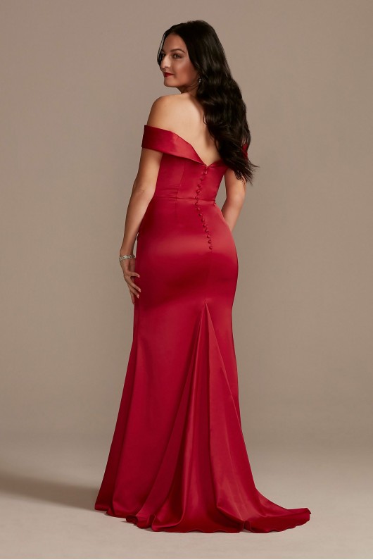 Satin Off-the-Shoulder Mermaid Bridesmaid Dress  GS290030