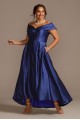 Satin Plus Size Ball Gown with Portrait Collar Xscape 3476XW