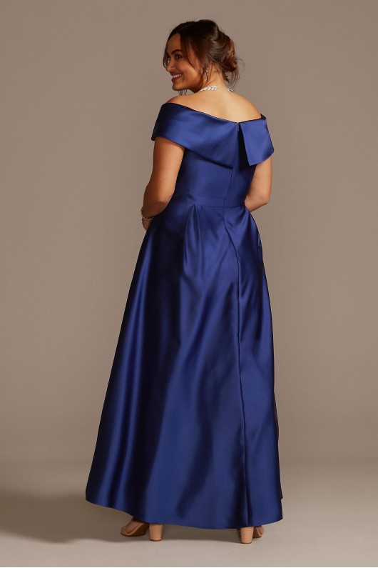 Satin Plus Size Ball Gown with Portrait Collar Xscape 3476XW