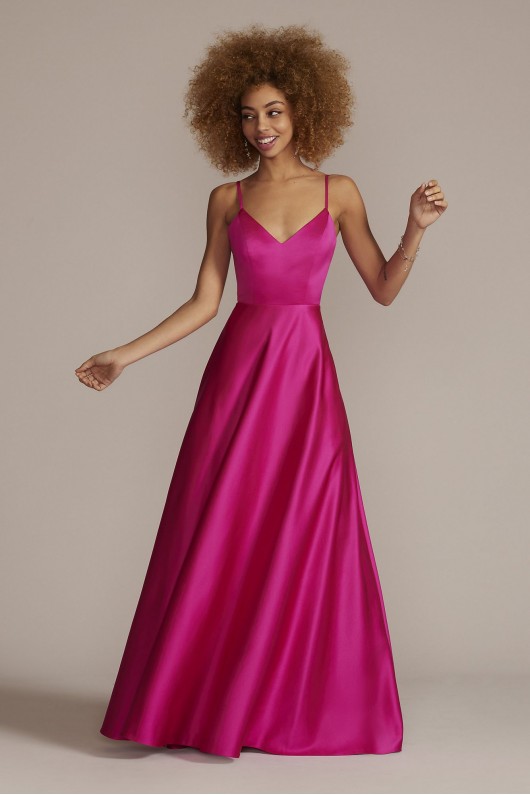 Satin Spaghetti Strap A-Line Prom Dress Jules and Cleo D24NY22005