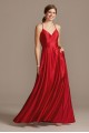 Satin Spaghetti Strap Ball Gown with Pockets Blondie Nites 2297BN