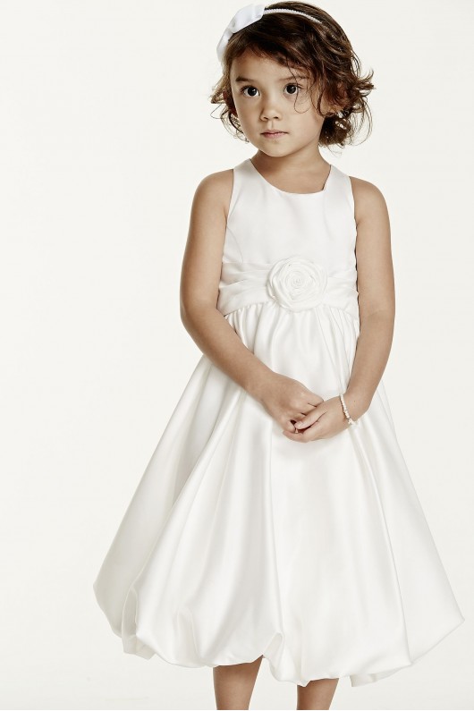 Satin Tank Bubble Dress with Flower Detail  KP1311