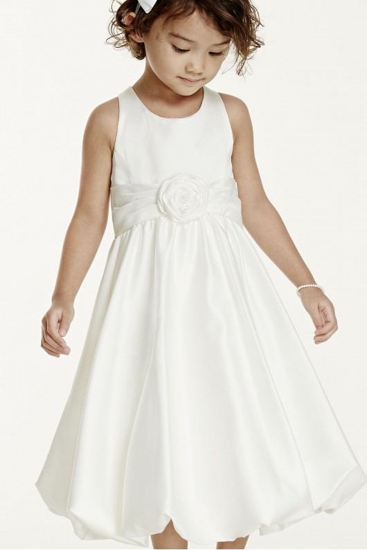 Satin Tank Bubble Dress with Flower Detail  KP1311