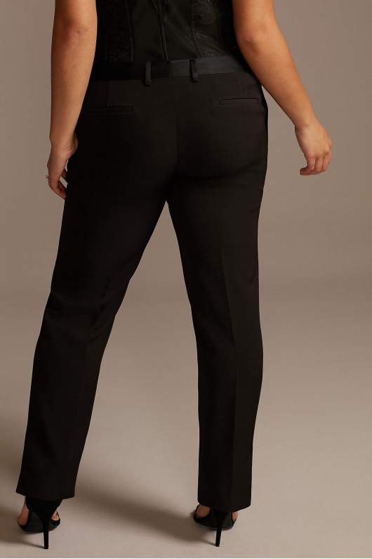 Satin Waistband Fitted Plus Size Suit Pants  9WG4001