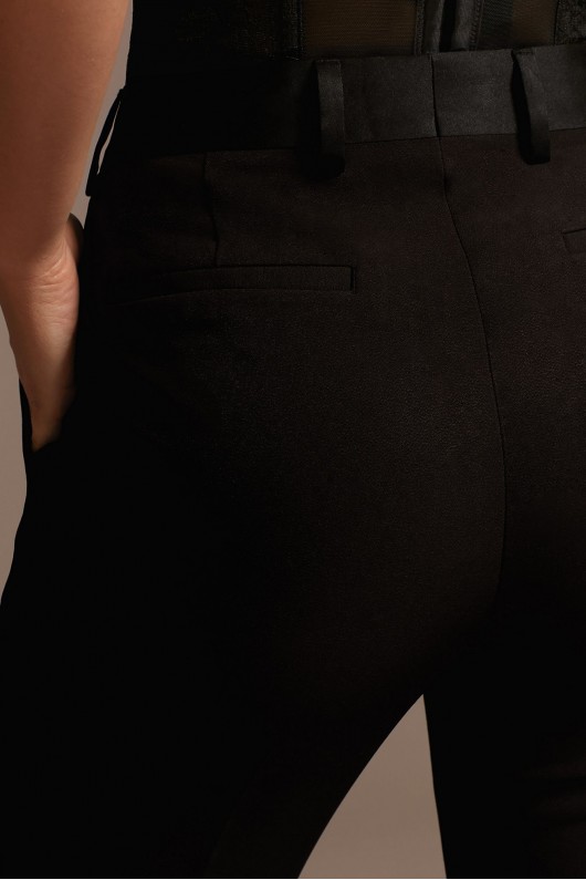 Satin Waistband Fitted Suit Pants  WG4001