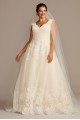 Scallop V-Neck Lace Tulle Plus Size Wedding Dress  Collection 4XL9WG3850