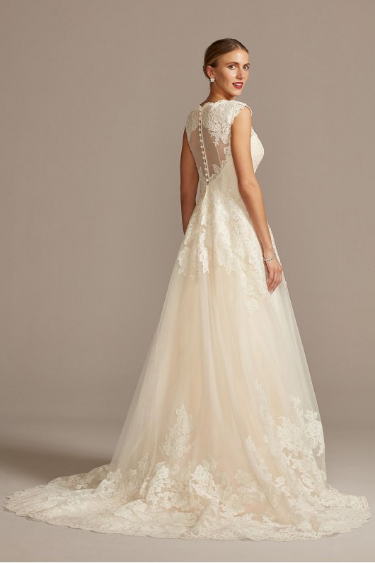 Scalloped Lace and Tulle Petite Wedding Dress  Collection 7WG3850