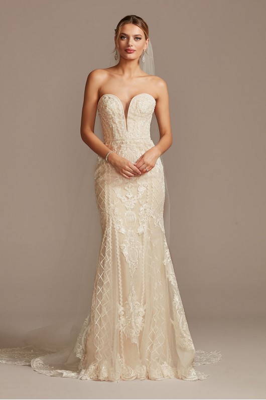 Scroll and Lace Mermaid Petite Wedding Dress  7CWG878