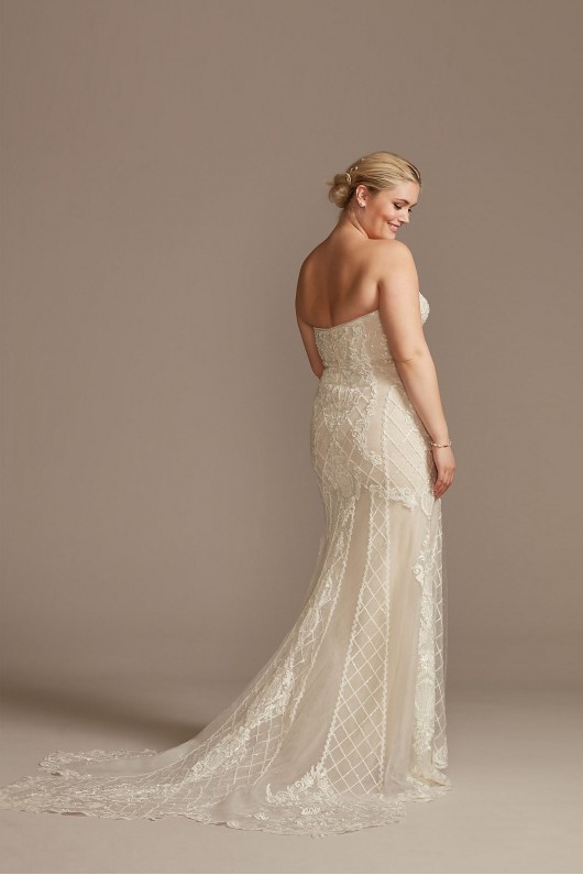 Scroll and Lace Mermaid Plus Size Wedding Dress  8CWG878