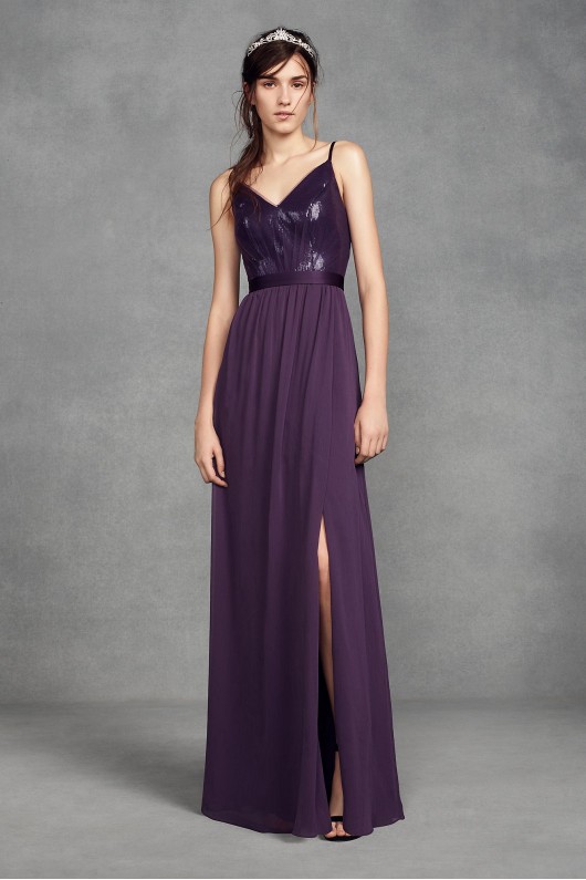 Sequin Bodice Bridesmaid Dress with Chiffon Skirt VW360345S