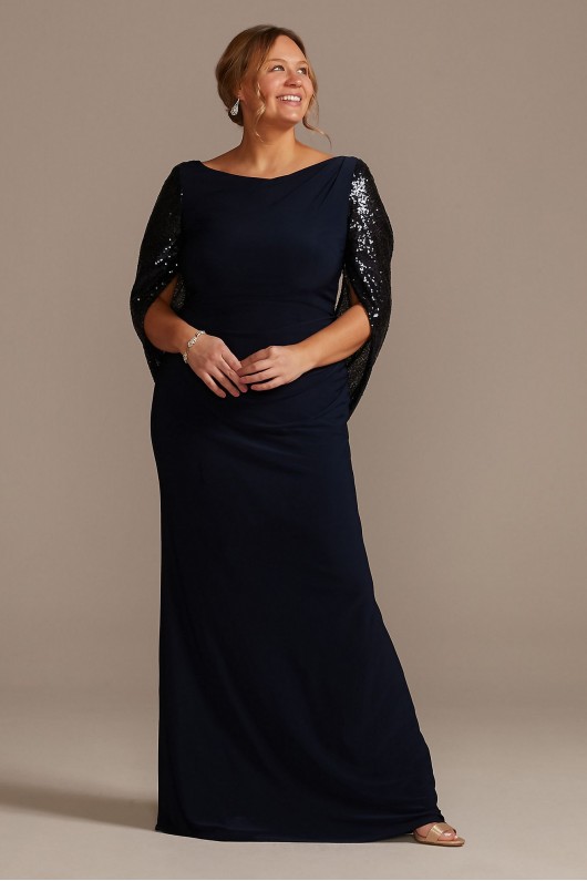 Sequin Capelet Sleeve Plus Size Sheath Dress  WBM2424V2W