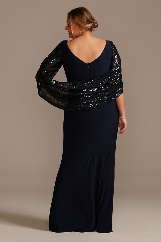 Sequin Capelet Sleeve Plus Size Sheath Dress  WBM2424V2W