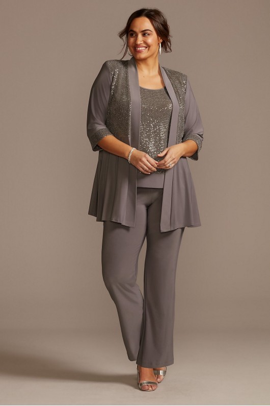 Sequin Chiffon Plus Size Three-Piece Pantsuit Set  5817W