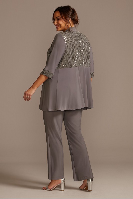 Sequin Chiffon Plus Size Three-Piece Pantsuit Set  5817W