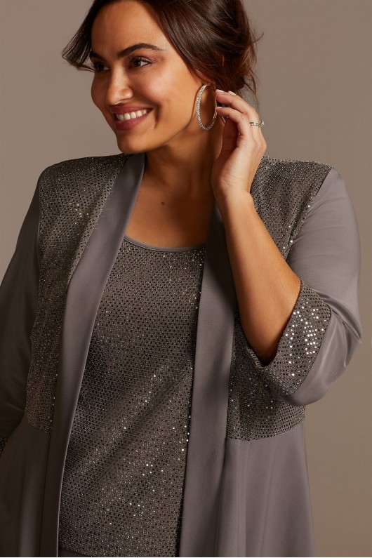 Sequin Chiffon Plus Size Three-Piece Pantsuit Set  5817W