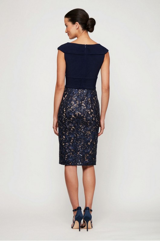 Sequin Embroidered Portrait Collar Sheath Dress Alex Evenings 81122224