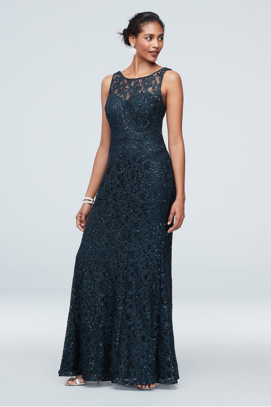 Sequin Lace Illusion Gown with Embellished Capelet Ignite 7119181