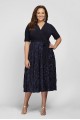 Sequin Lace Jersey Fit-and-Flare Plus Size Dress Alex Evenings 4121465