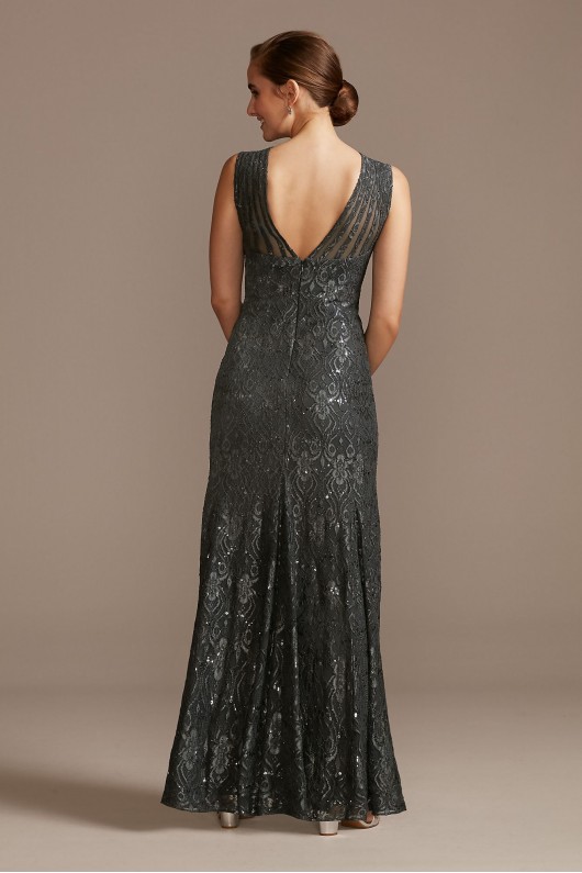 Sequin Lace Mermaid Dress with Illusion Detail  3198