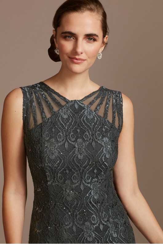 Sequin Lace Mermaid Dress with Illusion Detail  3198