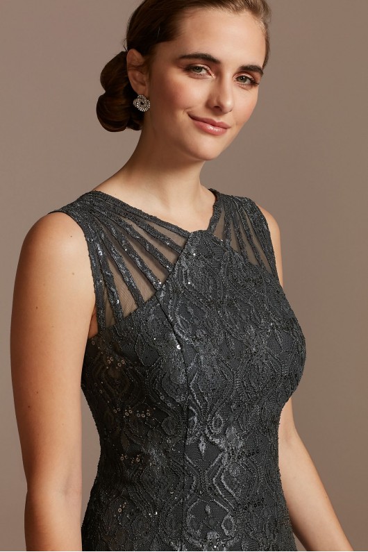 Sequin Lace Mermaid Dress with Illusion Detail  3198