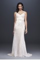 Sequin Lace Sheath Wedding Dress with Crystal Belt  SWG819