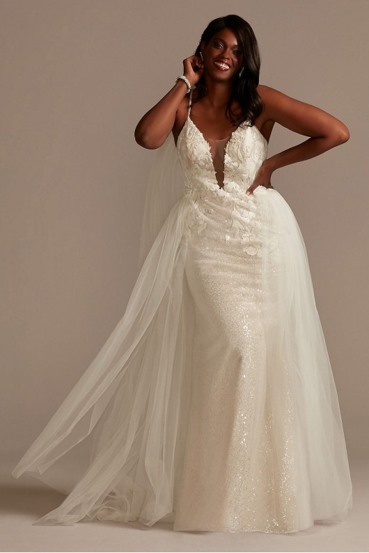 Sequin Removable Train Plus Size Wedding Dress  9SWG882