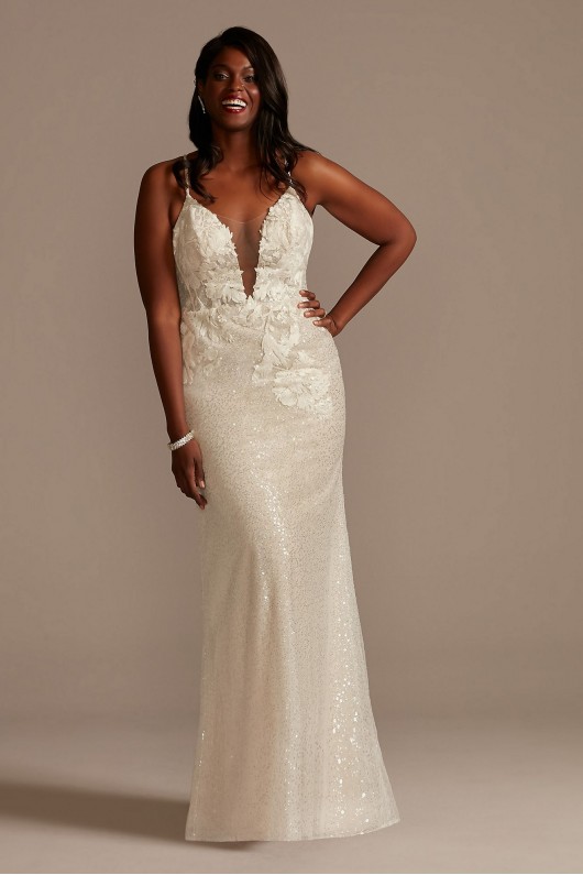 Sequin Removable Train Plus Size Wedding Dress  9SWG882