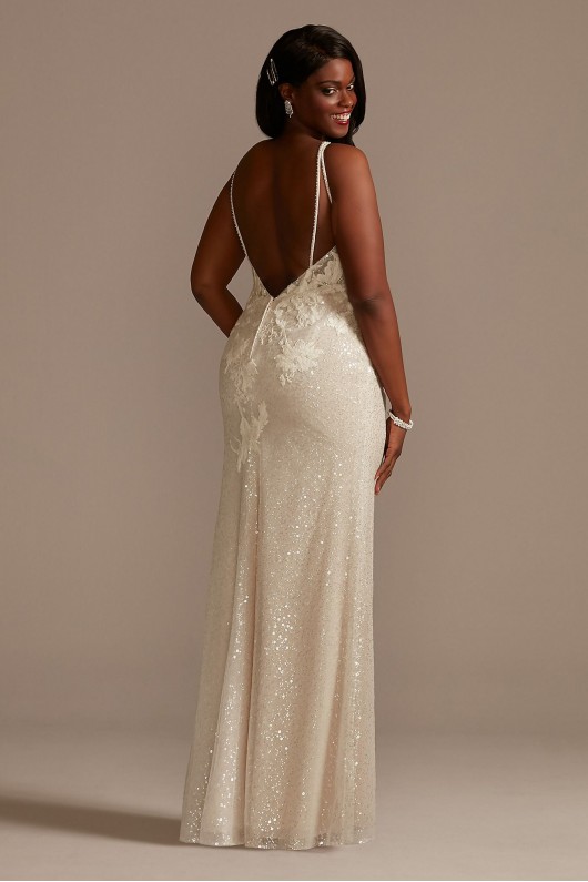 Sequin Removable Train Plus Size Wedding Dress  9SWG882