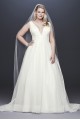 Sequin Tulle Plunging Plus Size Wedding Dress  4XL9SV821