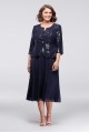 Sequined Tea-Length Plus Size Dress and Jacket Set Alex Evenings 496267D