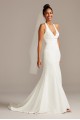 Sheer Back Crepe Wedding Dress with Lace Train  Collection WG3989