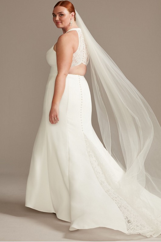 Sheer Back Plus Size Wedding Dress with Lace Train  Collection 9WG3989