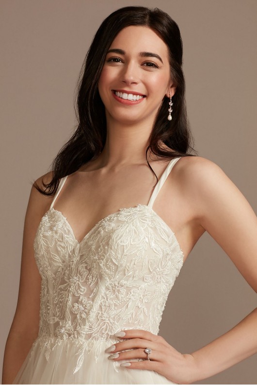 Sheer Boned Bodice Spaghetti Strap Wedding Dress DB Studio WG4036