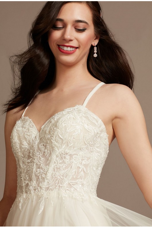 Sheer Boned Bodice Spaghetti Strap Wedding Dress DB Studio WG4036