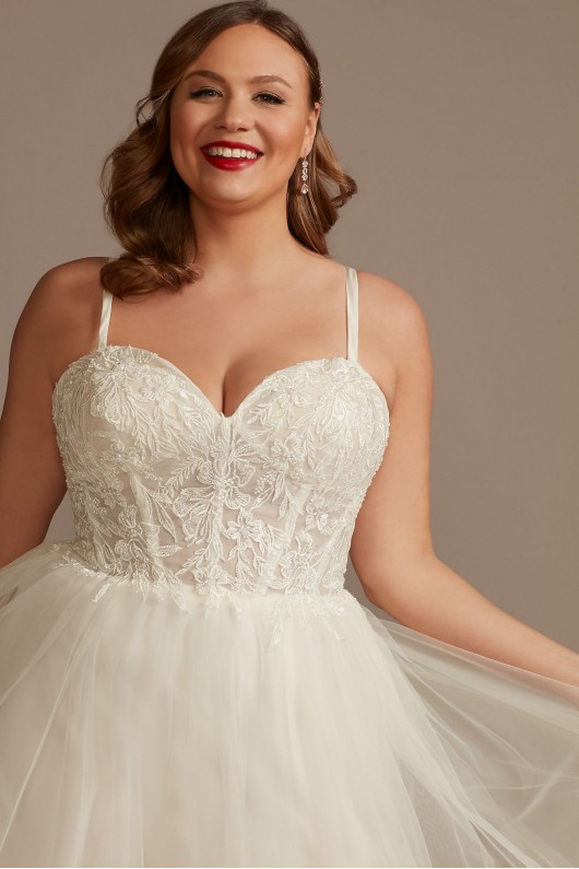 Sheer Boned Bodice Tulle Plus Size Wedding Dress DB Studio 9WG4036