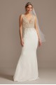 Sheer Plunge Beaded Corset Crepe Wedding Dress  SWG865