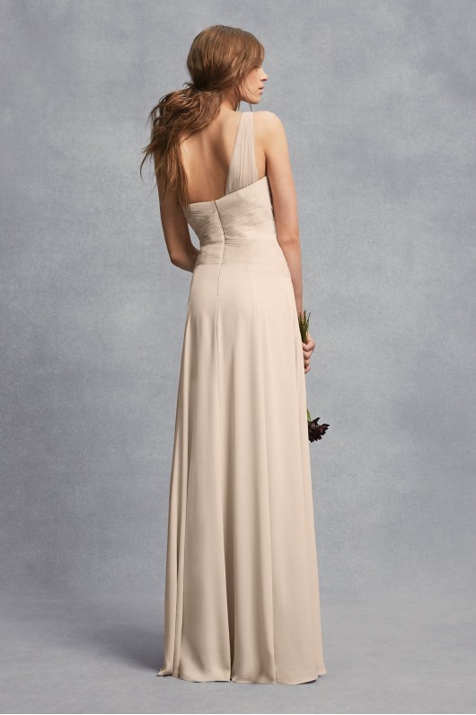 Sheer Strap One-Shoulder Sheath Bridesmaid Dress VW360454