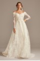 Shimmer Lace Long Sleeve Applique Wedding Dress  CWG853