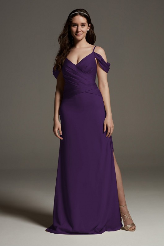 Shine Bodice Off Shoulder Crepe Bridesmaid Dress VW360537