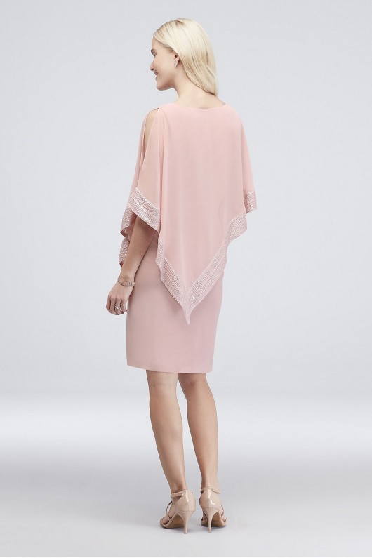 Short Jersey Cape Dress with Pleated Trim SL Fashions SL111176