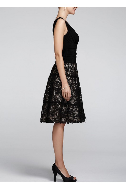 Short Jersey Dress with Full Lace Skirt SLNY 117301