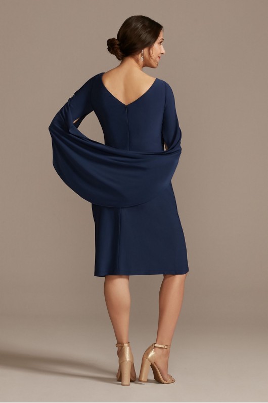 Short Jersey Sheath Dress with Shawl Sleeves  WBM2507