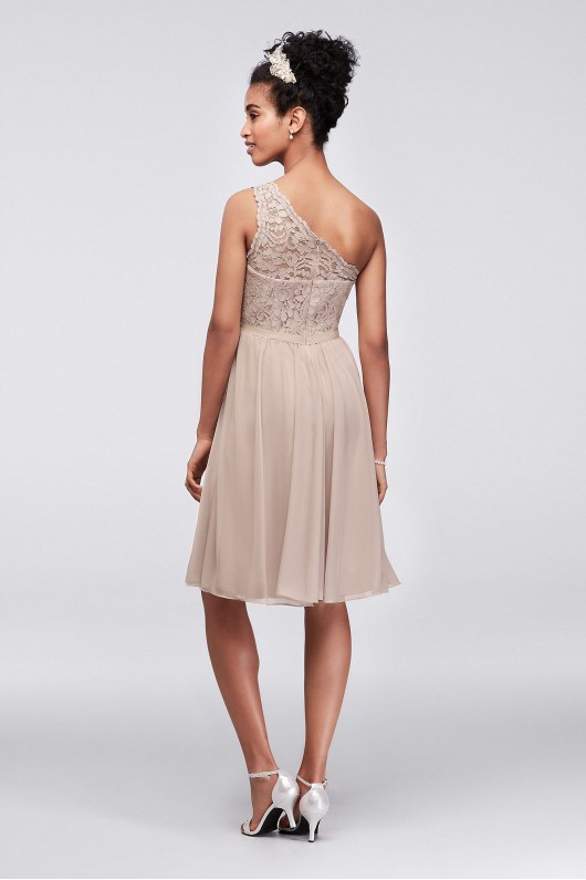 Short One Shoulder Corded Lace Dress  F15711