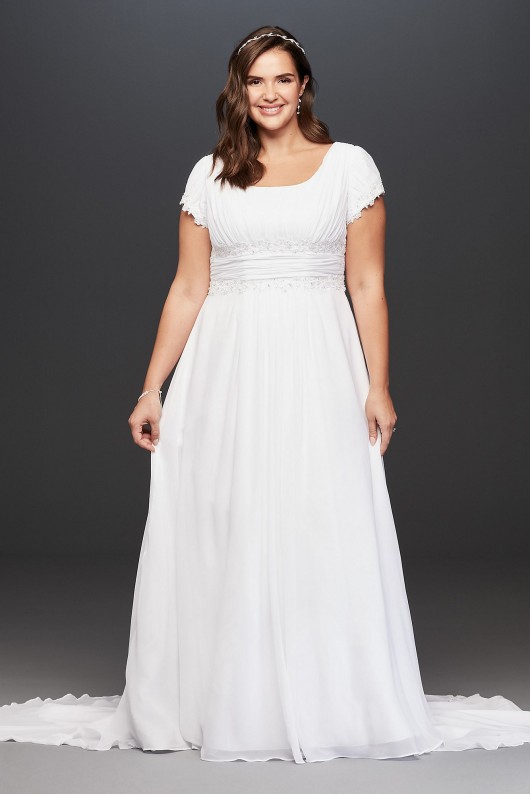 Short Sleeve Chiffon Plus Size Wedding Dress  Collection 9SLV9743