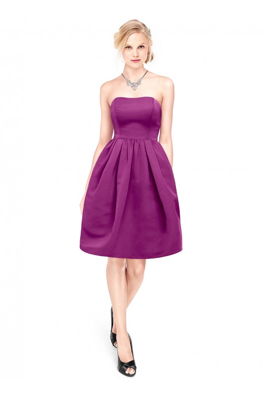 Short Strapless Faille Dress with Full Skirt  F15810