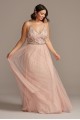 Skinny Strap Beaded Bodice Plus Size Gown Jump 11536W