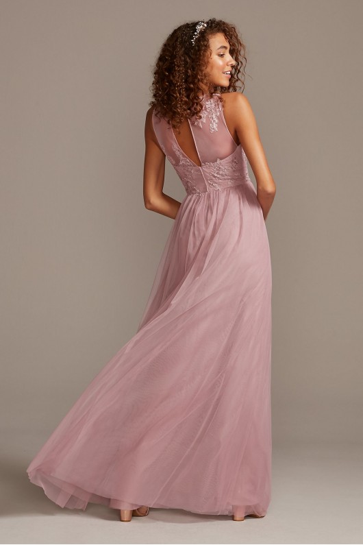 Sleeveless Embroidered Soft Net Bridesmaid Dress  F20122