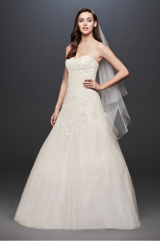 Soft Tulle Wedding Dress with Leaf Lace Applique  Collection OP1338