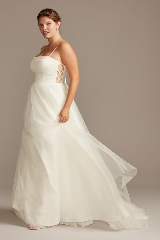 Spaghetti Pleated Tulle Plus Size Wedding Dress  Collection 9WG3994